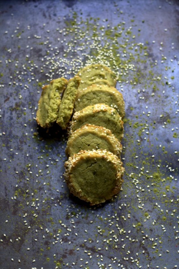 Sablés au Thé Matcha et Sésame Blanc